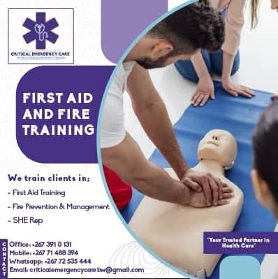 Critical Emergency Care first aid and fire training flyer